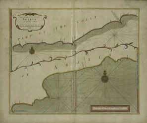 Eine große Zeichnung der Küste Arabiens von Maculla bis Dofar, 1703 (Farbstich)